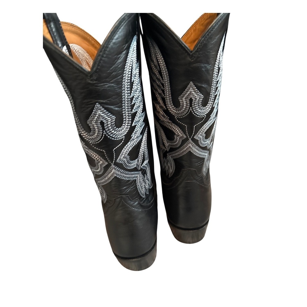 Miron Crosby Samantha Black Leather Embroidered Cowboy Boots Womens 8.5 B - Picture 5 of 12